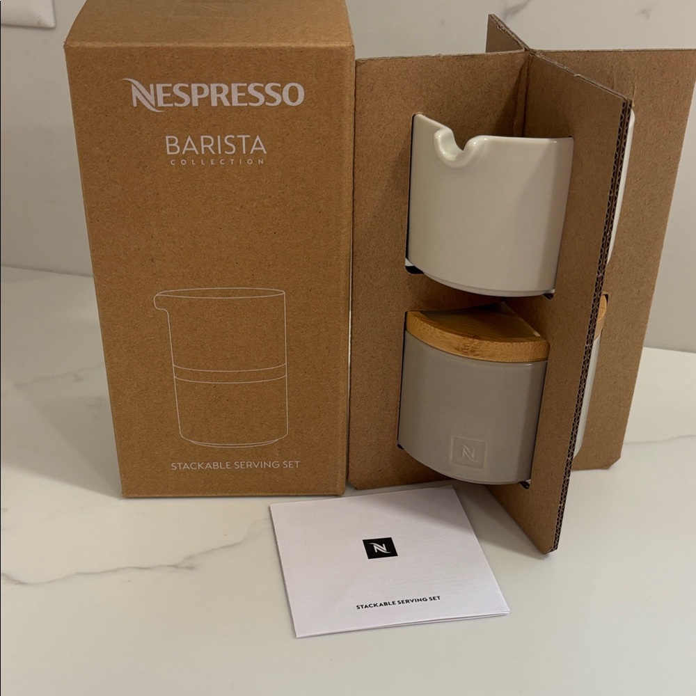 Nespresso Barista Collection Cream and Grey Stackable Serving Set
